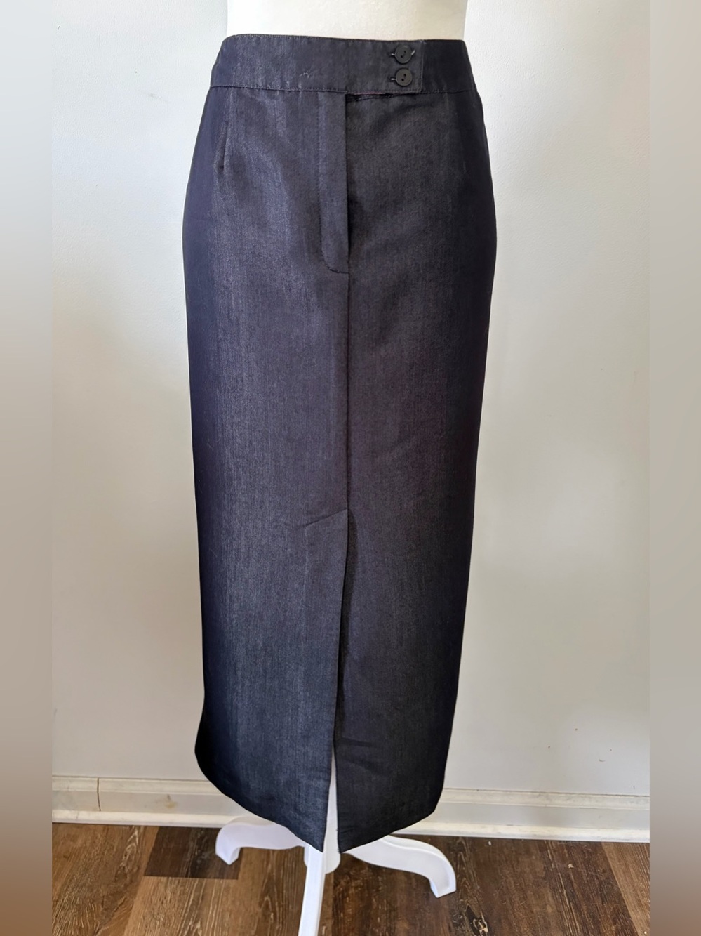 Norton McNaughton Navy Pencil Skirt with Front Vent